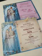 KLB605 Raja Rani Design Wedding Card (2 Pages and 1 Transparent PVC)-Kalash Cards