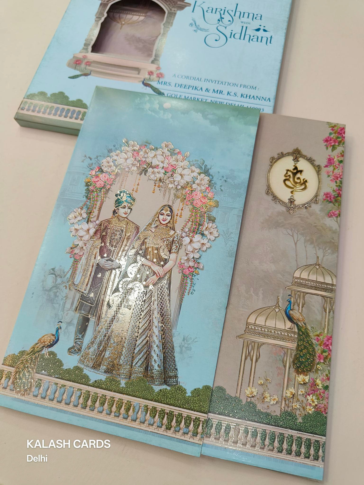 KLB606 Royal Dulha Dulhan Theme Wedding Card (2 Page)-Kalash Cards