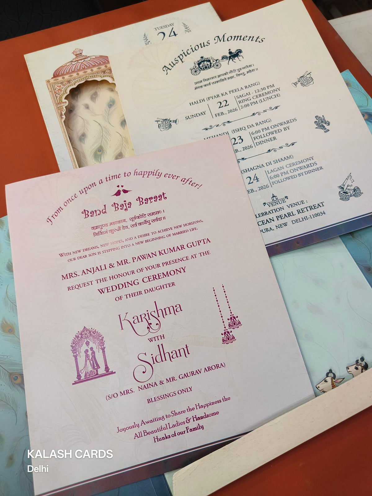 KLB609 Radha Krishna Design Wedding Card (2 Pages)-Kalash Cards