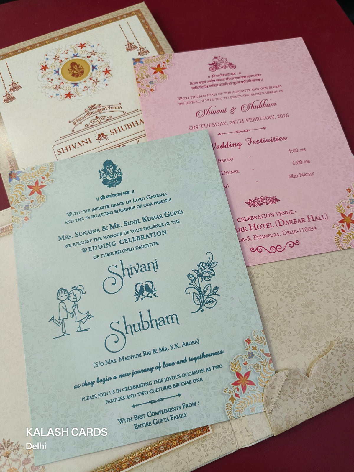 KLB615 Floral Theme Padding Hardboard Thick Wedding Card (2 Page)-Kalash Cards