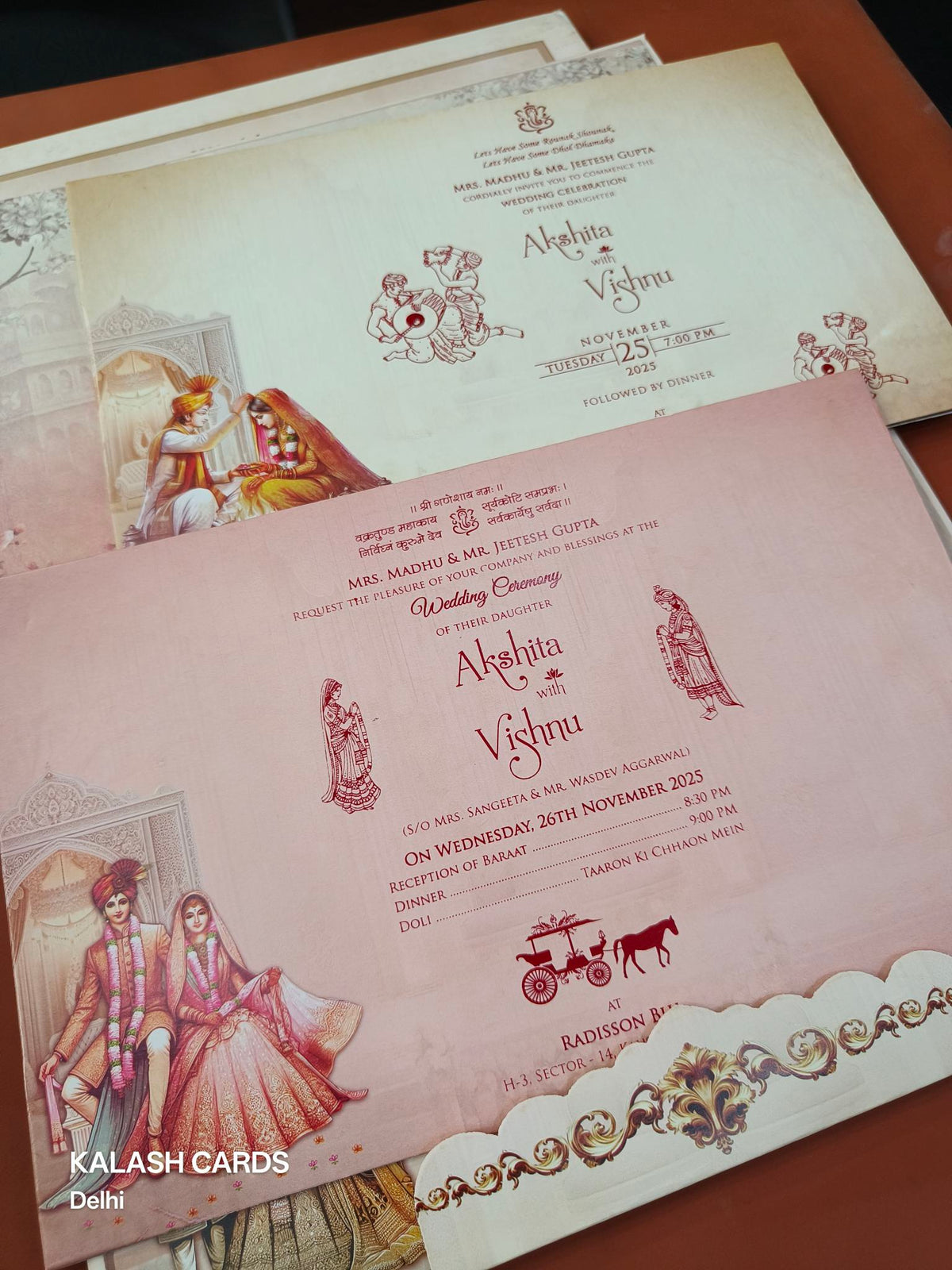 KLB630 Raja Rani Theme Padding Hardboard Thick Wedding Card (2 Thick Page)-Kalash Cards