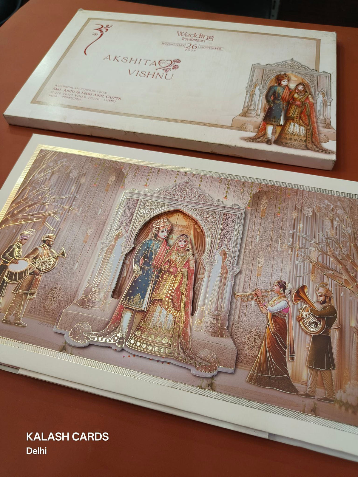 KLB630 Raja Rani Theme Padding Hardboard Thick Wedding Card (2 Thick Page)-Kalash Cards