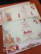 KLB631 Royal Raja Rani Design Padding Hardboard Thick Wedding Card (2 Thick Page)-Kalash Cards
