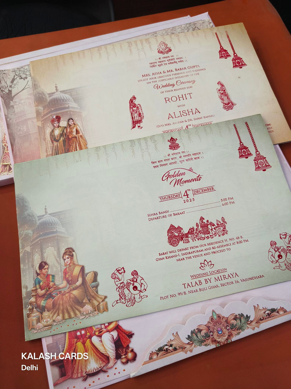 KLB631 Royal Raja Rani Design Padding Hardboard Thick Wedding Card (2 Thick Page)-Kalash Cards