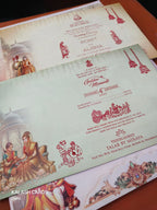 KLB631 Royal Raja Rani Design Padding Hardboard Thick Wedding Card (2 Thick Page)-Kalash Cards
