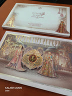 KLB631 Royal Raja Rani Design Padding Hardboard Thick Wedding Card (2 Thick Page)-Kalash Cards