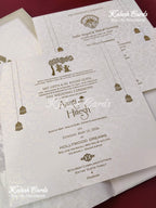 KLB632 Traditional Indian Design Padding Hardboard Thick Wedding Card (2 Page)-Kalash Cards