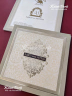 KLB632 Traditional Indian Design Padding Hardboard Thick Wedding Card (2 Page)-Kalash Cards