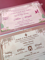 KLB634 Traditional Indian Barat Padding Hardboard Thick Wedding Card (2 Page & Couple Name Acrylic Plate)-Kalash Cards