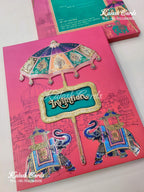 KLB635 Traditional Elephant Design Padding Hardboard Thick Wedding Card (2 Thick Page)-Kalash Cards