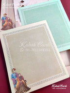 KLB637 Raja Rani Theme Semi Box Wedding Card (2 Page)-Kalash Cards