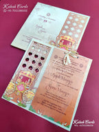 KLB638 Chariot Theme Semi Box Wedding Card (2 Page)-Kalash Cards