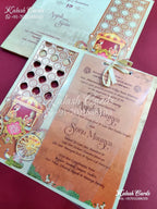 KLB638 Chariot Theme Semi Box Wedding Card (2 Page)-Kalash Cards