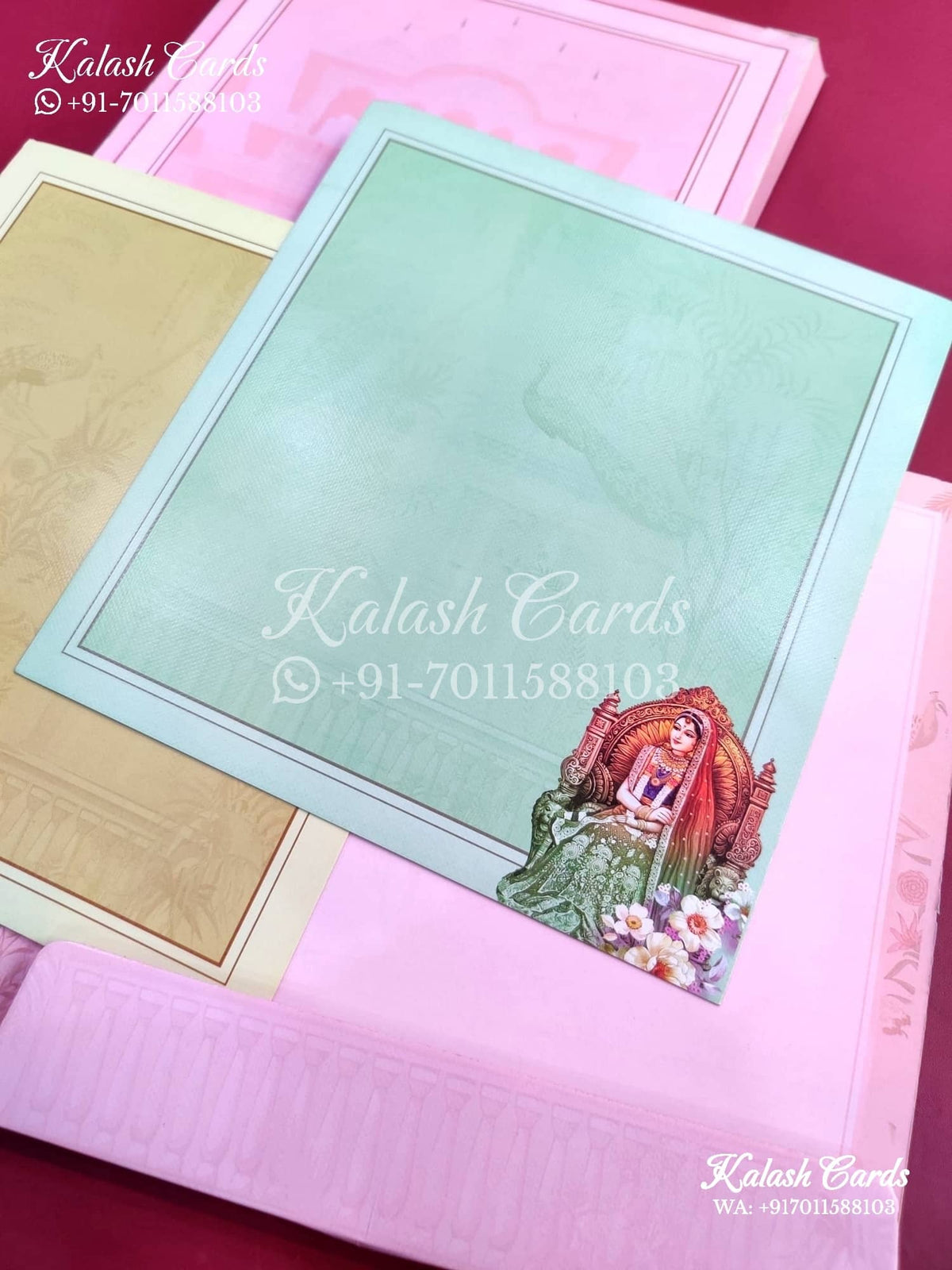 KLB639 Dulha Dulhan Theme Semi Box Wedding Card (2 Page)-Kalash Cards
