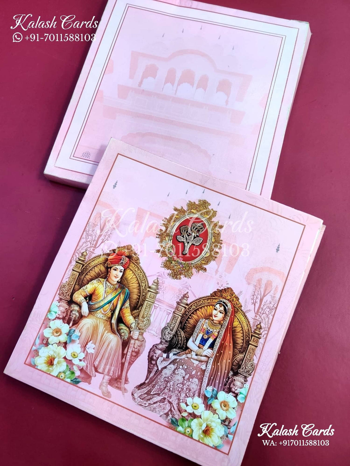KLB639 Dulha Dulhan Theme Semi Box Wedding Card (2 Page)-Kalash Cards