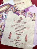 KLB641 Floral Design New Jaket Style Semi Box Wedding Card (2 Page)-Kalash Cards