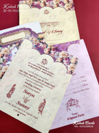 KLB641 Floral Design New Jaket Style Semi Box Wedding Card (2 Page)-Kalash Cards