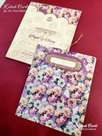 KLB641 Floral Design New Jaket Style Semi Box Wedding Card (2 Page)-Kalash Cards