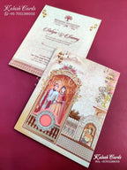 KLB642 Royal Dulha Dulhan Theme Semi Box Wedding Card (2 Page)-Kalash Cards