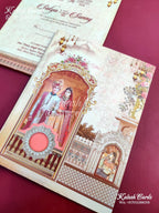 KLB642 Royal Dulha Dulhan Theme Semi Box Wedding Card (2 Page)-Kalash Cards