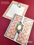 KLB643 Floral Design Door Style Semi Box Wedding Card (2 Page)-Kalash Cards