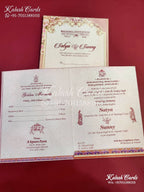 KLB644 Floral Arch Design Cut Semi Box Wedding Card (2 Page)-Kalash Cards