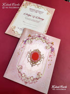KLB644 Floral Arch Design Cut Semi Box Wedding Card (2 Page)-Kalash Cards