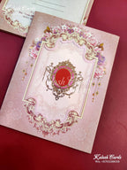 KLB644 Floral Arch Design Cut Semi Box Wedding Card (2 Page)-Kalash Cards