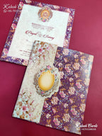 KLB645 Floral Design Semi Box Wedding Card (2 Page)-Kalash Cards