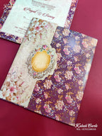 KLB645 Floral Design Semi Box Wedding Card (2 Page)-Kalash Cards