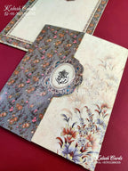 KLB647 Floral Design Door Style Semi Box Wedding Card (2 pages)-Kalash Cards