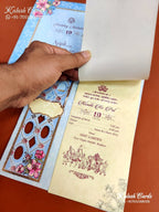 KLB648 Floral Design Semi Box Wedding Card (2 Pages)-Kalash Cards