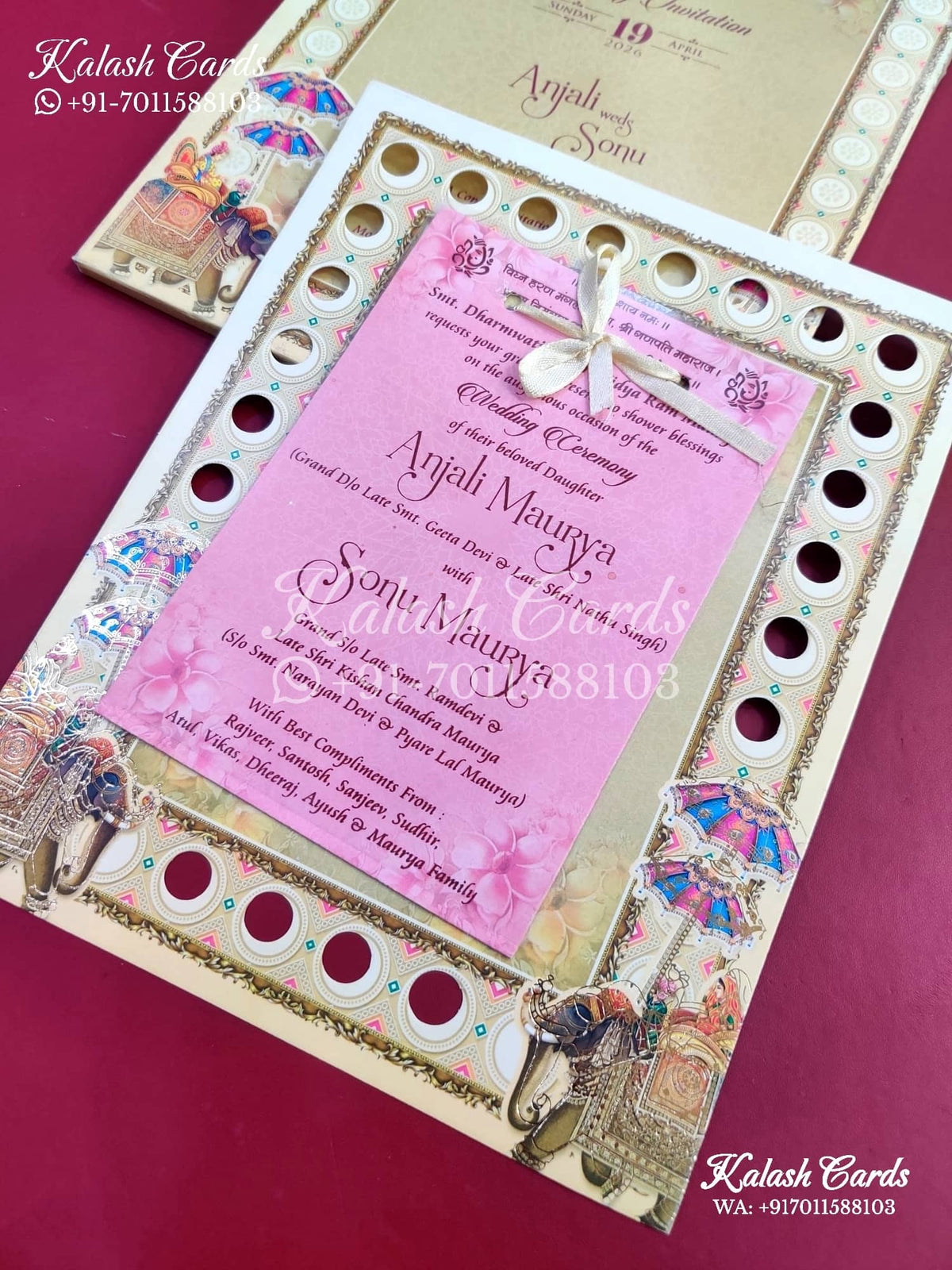 KLB649 Royal Barat Theme Semi Box Wedding Card (2 Pages & 1 Transparent Page)-Kalash Cards