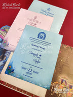 KLB650 Radha Krishna Design Door Style Wedding Card (2 Pages)-Kalash Cards