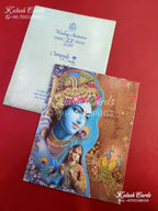 KLB650 Radha Krishna Design Door Style Wedding Card (2 Pages)-Kalash Cards