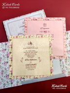 KLB651 Floral Design Door Style Semi Box Wedding Card (2 Pages)-Kalash Cards