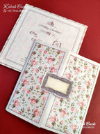 KLB651 Floral Design Door Style Semi Box Wedding Card (2 Pages)-Kalash Cards