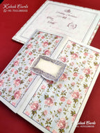 KLB651 Floral Design Door Style Semi Box Wedding Card (2 Pages)-Kalash Cards