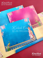 KLB652 Dulha Dulhan Theme Door Style Semi Box Wedding Card (2 Pages)-Kalash Cards