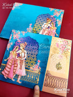 KLB652 Dulha Dulhan Theme Door Style Semi Box Wedding Card (2 Pages)-Kalash Cards