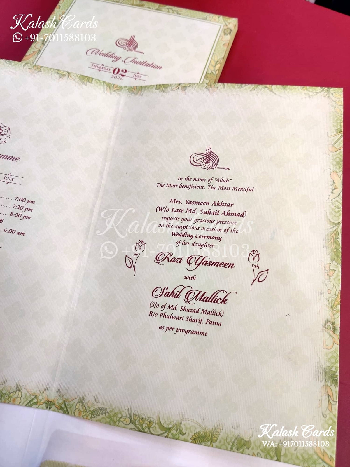 KLB653 Floral Design Box Wedding Card (2 Pages)-Kalash Cards