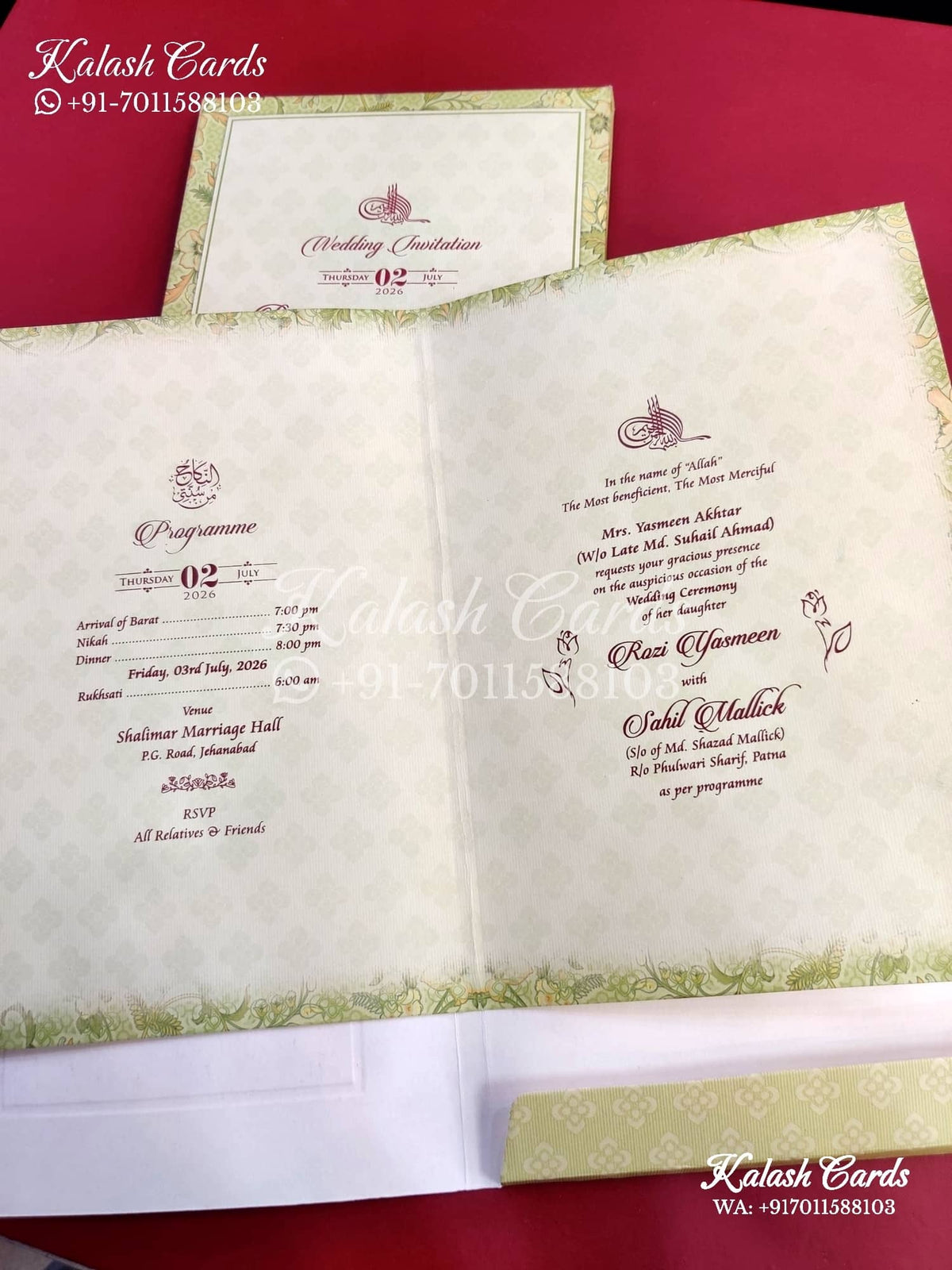 KLB653 Floral Design Box Wedding Card (2 Pages)-Kalash Cards