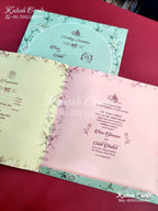 KLB655 Flower Design Semi Box Wedding Card (2 Pages)-Kalash Cards