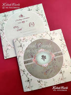 KLB655 Flower Design Semi Box Wedding Card (2 Pages)-Kalash Cards