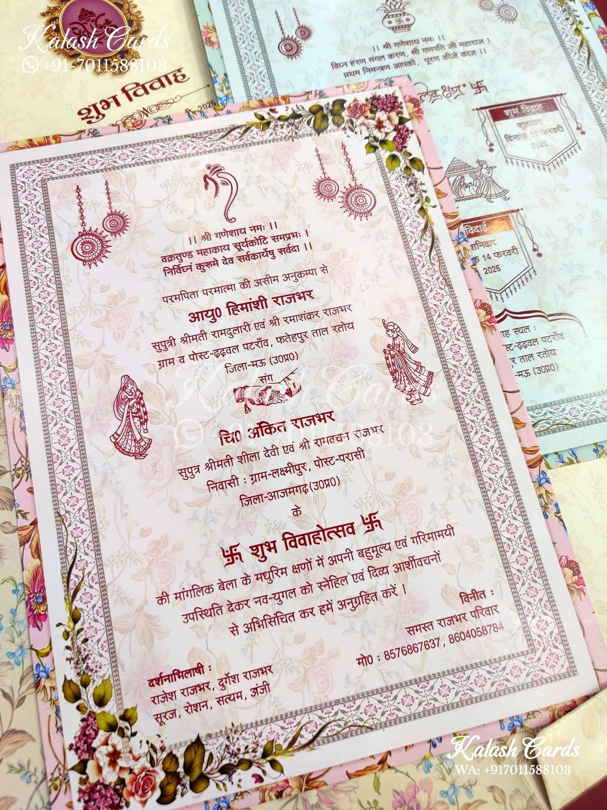 KLB658 Floral Theme Semi Box Wedding Card (2 Pages)-Kalash Cards