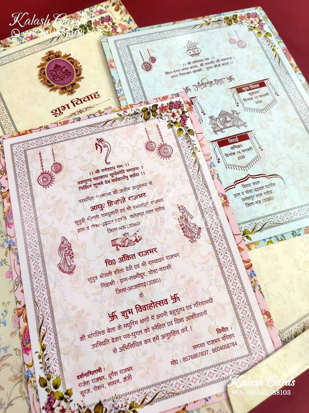 KLB658 Floral Theme Semi Box Wedding Card (2 Pages)-Kalash Cards