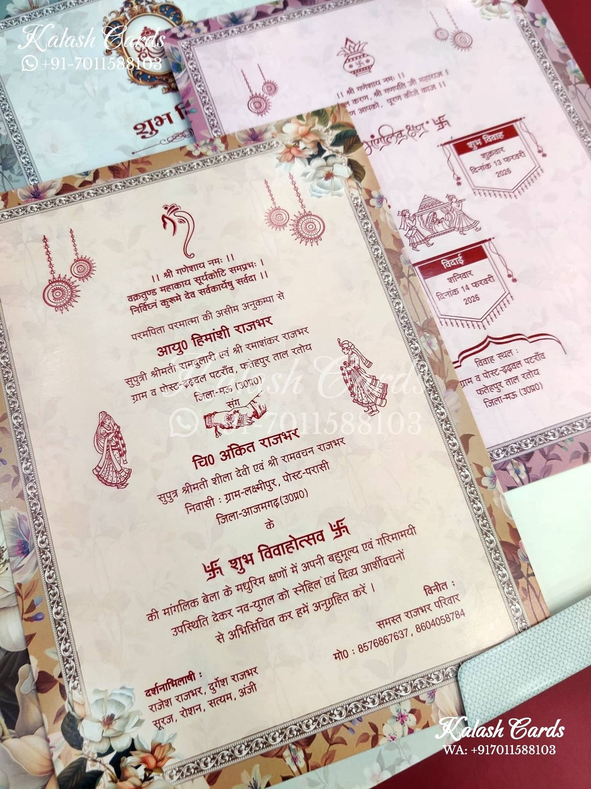 KLB659 Floral Theme Semi Box Wedding Card (2 Pages)-Kalash Cards