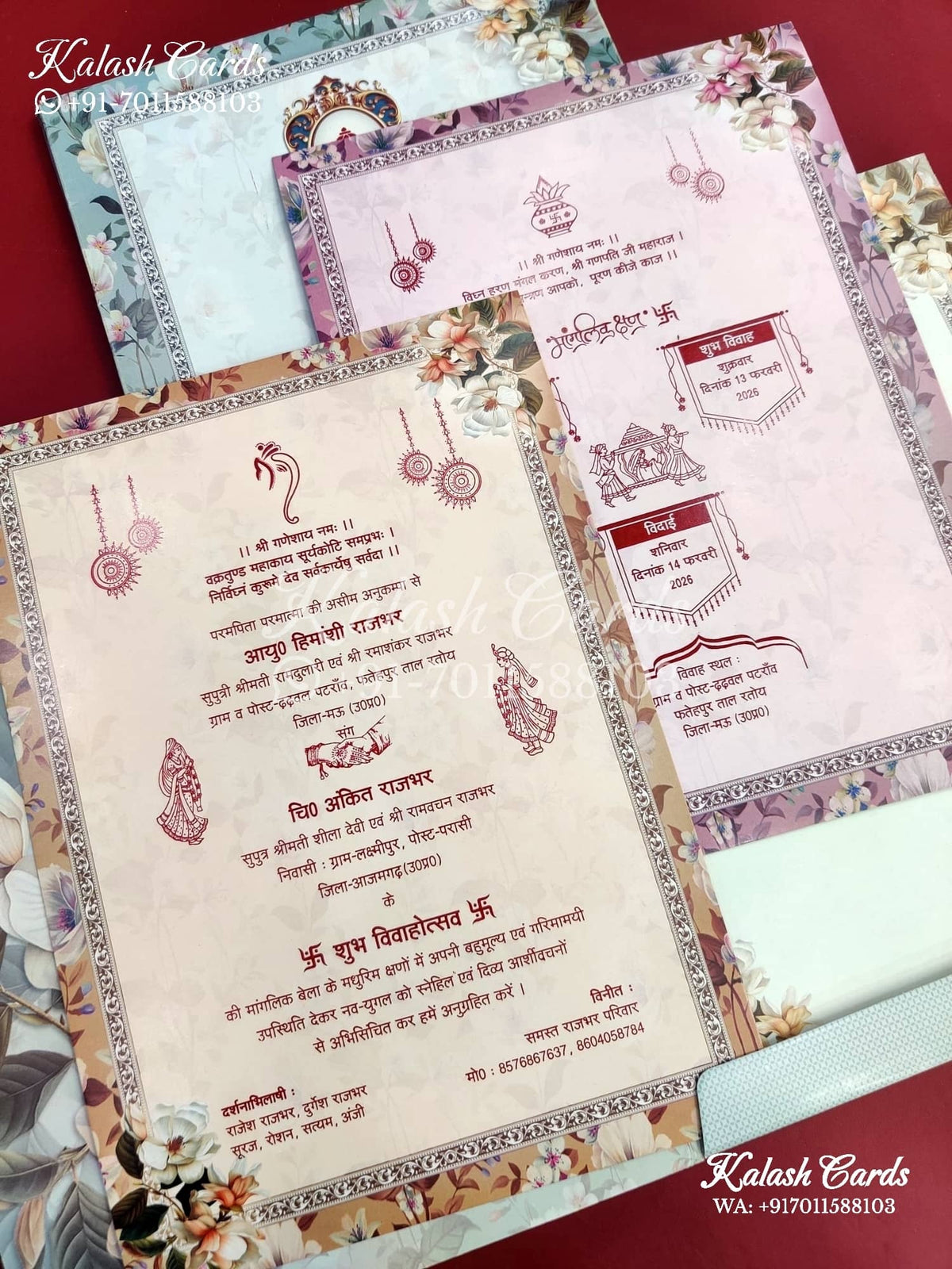 KLB659 Floral Theme Semi Box Wedding Card (2 Pages)-Kalash Cards
