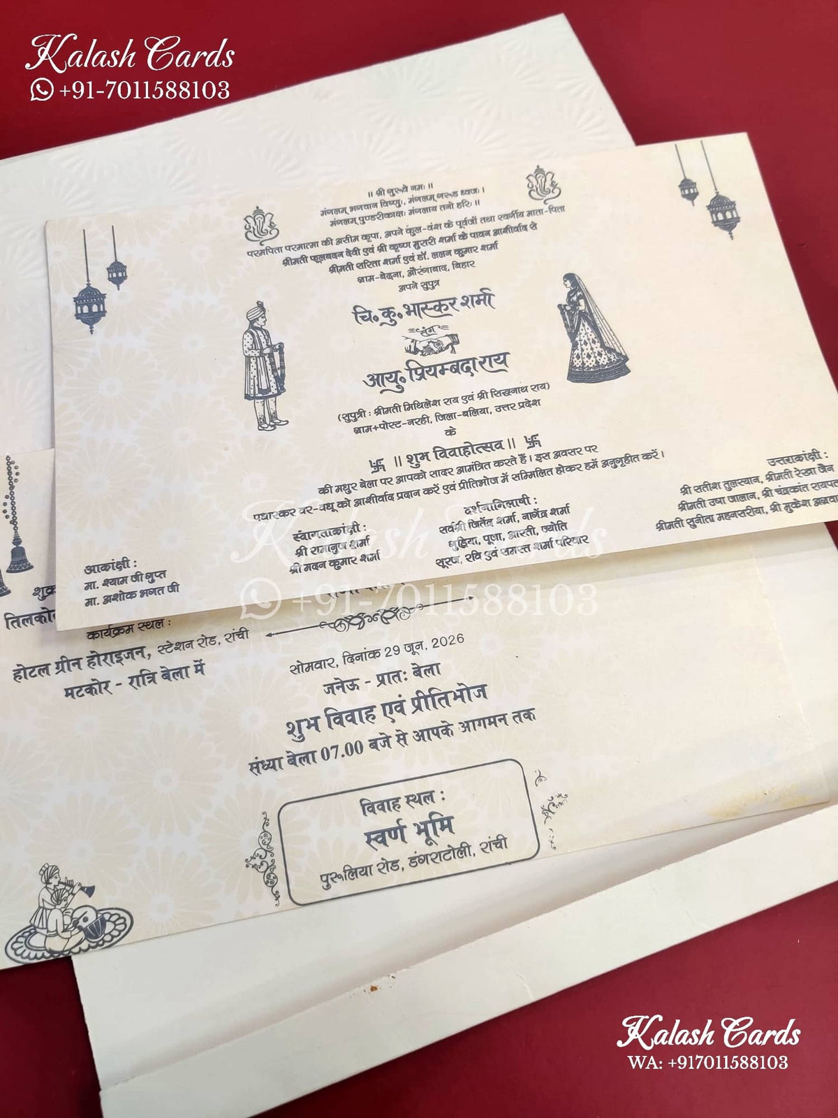 KLB661 White Grey Floral Theme Semi Box Wedding Card (2 Pages)-Kalash Cards