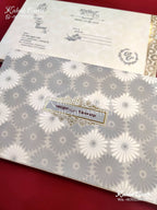 KLB661 White Grey Floral Theme Semi Box Wedding Card (2 Pages)-Kalash Cards